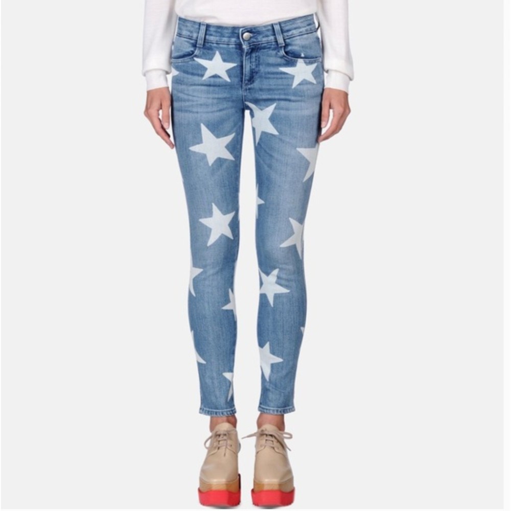 Stella McCartney White and Blue Skinny Jumpsuit - Picture 2 of 12